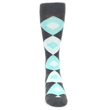 Load image into Gallery viewer, Pool Blue Gray Argyle Men’s Dress Socks
