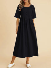 Load image into Gallery viewer, Plus Size Midi Dress | Round Neck Pocket Dress
