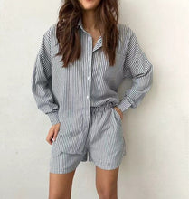 Load image into Gallery viewer, Striped Two Piece Shorts Set
