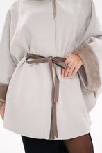 Load image into Gallery viewer, Genuine Mink Fur Double Face Wool Hooded Poncho
