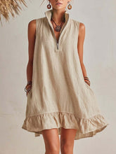 Load image into Gallery viewer, Women's Casual Loose Half-Zip Sleeveless Dress with Ruffle Hem
