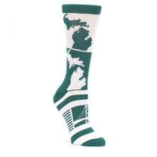 Load image into Gallery viewer, Green White Michigan Socks - Women&#39;s Novelty Socks
