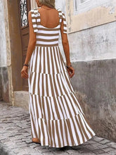 Load image into Gallery viewer, Striped and Floral Sleeveless Maxi Dress
