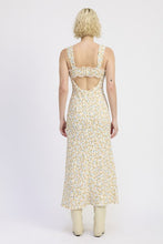 Load image into Gallery viewer, DITSY PRINT MIDI DRESS WITH CUTOUT AND LACE TRIM
