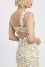 Load image into Gallery viewer, DITSY PRINT MIDI DRESS WITH CUTOUT AND LACE TRIM
