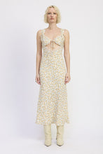 Load image into Gallery viewer, DITSY PRINT MIDI DRESS WITH CUTOUT AND LACE TRIM
