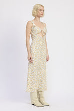 Load image into Gallery viewer, DITSY PRINT MIDI DRESS WITH CUTOUT AND LACE TRIM
