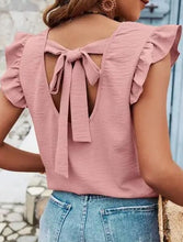 Load image into Gallery viewer, Tie back ruffle blouse
