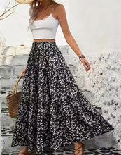 Load image into Gallery viewer, Floral tiered maxi skirt

