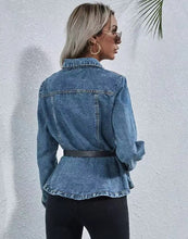 Load image into Gallery viewer, Peplum Denim Jacket
