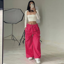Load image into Gallery viewer, Women's High-Waist Lace-Up Straight-Leg Cargo Pants – Loose Fit

