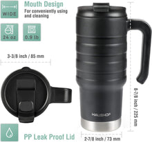 Load image into Gallery viewer, HAUSHOF 24oz Insulated Tumbler with Lid &amp; Handle – Double Wall Vacuum Stainless Steel Travel Mug, Leak-Proof, BPA-Free, Wide Mouth for Ice, Hot &amp; Cold Drinks
