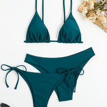 Load image into Gallery viewer, Essential Edge 3-Piece Bikini Set for Women – Solid Color High-Cut Triangle Top Two-Style Bottoms with Side Lace-Up Design &amp; Quick-Drying Comfort – Versatile Women's Swimwear for Summer Pool Beach &amp; Travel
