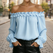 Load image into Gallery viewer, Women's Ruffle Off-Shoulder 3/4 Sleeve Elegant Shirt
