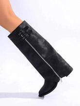 Load image into Gallery viewer, Trendy Black Leather Boots With Zipper

