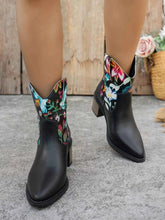 Load image into Gallery viewer, Floral Embroidered Leather Western : Ankle Boots
