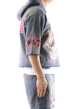 Load image into Gallery viewer, PORTER French Terry 3/4 Sleeve Crop Top Pullover Hoodie
