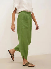 Load image into Gallery viewer, 100% Linen Petal-Hem Trousers with Elastic Waist LIV
