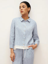 Load image into Gallery viewer, 100% Linen Buttoned Closure Color-Blocked Shirt JANICE
