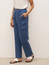Load image into Gallery viewer, 100% Linen Cargo Tapered Trousers with Patch Pockets JESSE
