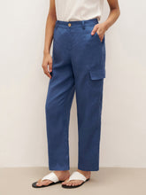 Load image into Gallery viewer, 100% Linen Cargo Tapered Trousers with Patch Pockets JESSE
