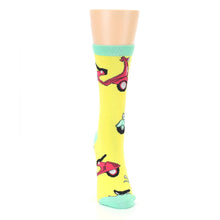 Load image into Gallery viewer, Yellow Mint Moped Socks - Women's Novelty Socks

