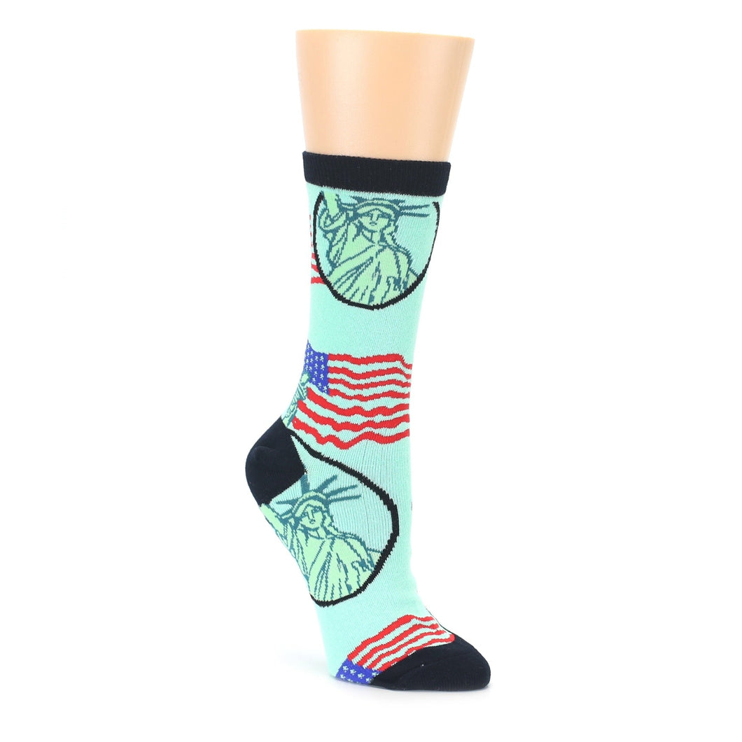 Mint Black Lady Liberty Socks - Women's Novelty Socks