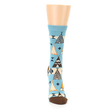 Load image into Gallery viewer, Blue Brown Diamond Pattern Women&#39;s Dress Socks
