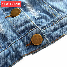 Load image into Gallery viewer, Modern Luxury Baby Girls Outerwear Jeans Coat Ripped Embroidery Jackets For Girls With Roses
