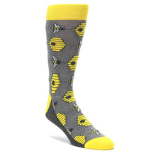 Load image into Gallery viewer, Gray Yellow Honey Bees Men&#39;s Dress Socks
