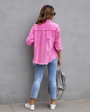 Load image into Gallery viewer, Fashion Ripped Shirt Jacket Female Autumn And Spring Casual Tops Womens Clothing
