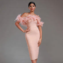 Load image into Gallery viewer, Off-neck Feather Women's Dress
