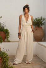 Load image into Gallery viewer, Women's V-Neck Halter Jumpsuit | Sleeveless Open Back Waist-Cinching
