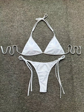 Load image into Gallery viewer, Bikini Leopard Print 2 Piece Swimsuit for Women – High Cut Lace-Up Backless Flattering Bikini Set with Halter Spaghetti Strap – Stretchy Sexy and Stylish Swimwear for Pool Beach and Summer Vacation
