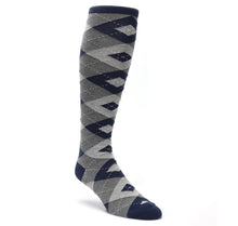Load image into Gallery viewer, Navy Gray Argyle Socks - Men&#39;s Over-the-Calf Socks
