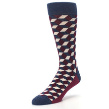 Load image into Gallery viewer, Burgundy Navy Beeline Optical Men's Dress Socks
