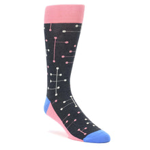 Load image into Gallery viewer, Pink Charcoal White Dot Line Men's Dress Socks
