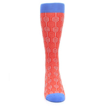 Load image into Gallery viewer, Persimmon Red Blue Feather Optics Men&#39;s Dress Socks
