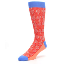 Load image into Gallery viewer, Persimmon Red Blue Feather Optics Men&#39;s Dress Socks

