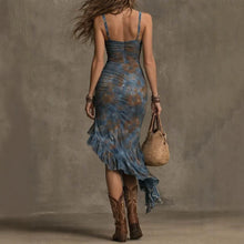 Load image into Gallery viewer, Women's Deep V-Neck Bodycon Maxi Dress | Lotus Ruffle Hem Waist-Cinching Elegant Dress

