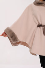Load image into Gallery viewer, Genuine Mink Fur Double Face Wool Poncho
