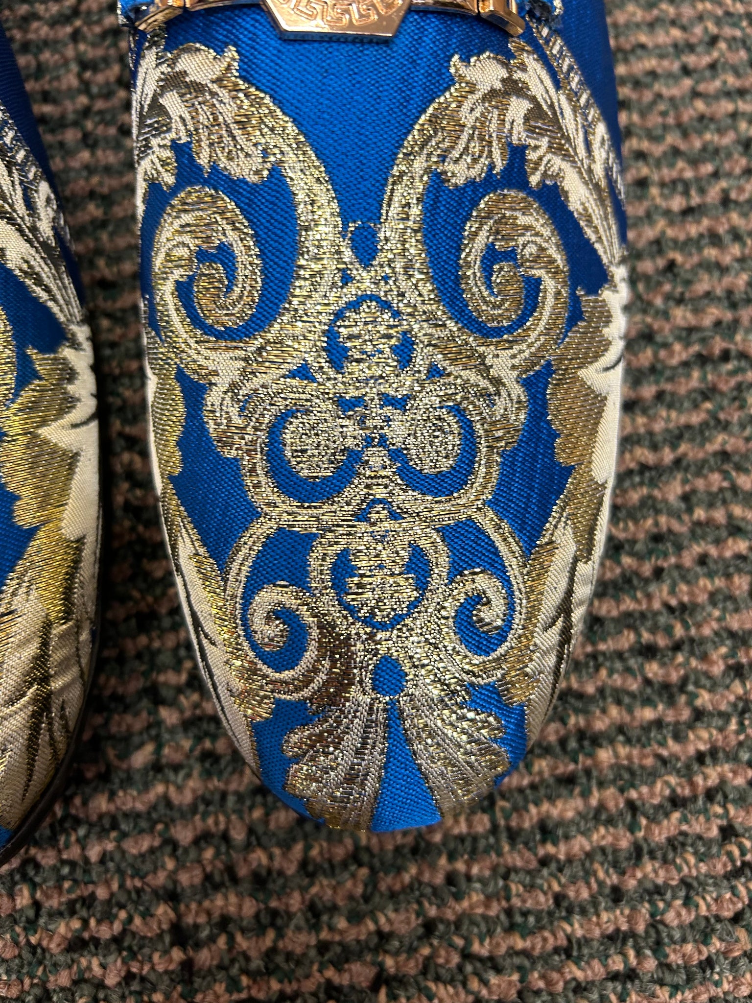Successos Royal Blue/Gold Men's Red Bottom Dress Shoes Sizes 7-15 CC Suits Successos Royal Blue/Gold Men's Red Bottom Dress Shoes Sizes 7-15 CC Suits