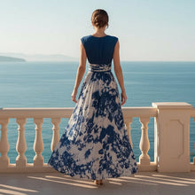 Load image into Gallery viewer, Women's Elegant Sleeveless Deep V-Neck Printed Maxi Dress with Irregular Hem
