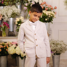 Load image into Gallery viewer, Organic Seersucker Suit Pant Taupe Gingham
