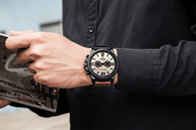 Load image into Gallery viewer, Retro  Waterproof Watch With Chronometers Steel Case And Leather Belts Unique Design Excellent Look Perfect Gift For Your Man
