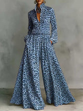 Load image into Gallery viewer, Leopard Print Wide-Leg Pants Set – Women’s Casual Two-Piece
