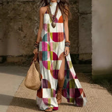 Load image into Gallery viewer, Women's Printed Halterneck Split Maxi Dress – Loose Fit Sleeveless
