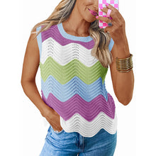 Load image into Gallery viewer, Women’s Rainbow-Striped Cropped Sweater Vest
