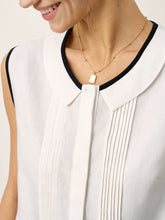 Load image into Gallery viewer, Linen-Lyocell Contrast Trim Pleated Sleeveless Top JUNIPER
