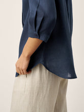 Load image into Gallery viewer, 100% Linen Sculpted Accordion Pleat Crew Neck Shirt RANA
